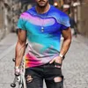 Męskie koszule moda letnia sztuka kolorowy graffiti z nadrukiem 3D T-shirt swobodny męski sportowy sport