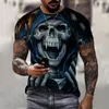 T-shirty męskie T-shirty Summer Skull 3D Druku