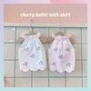 Dog Apparel Cotton Kawaii Summer Dogs Pets Garment Puppy French Cherry Embroidered Halter Sling Sleeveless Skirt Pet Clothes