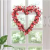 Decorative Flowers Valentine's Day Autumn Wreath Pastoral Poetry Country Twig Red LED Berry Indoor And Outdoor Decoration Accessories