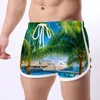 Men's Shorts 2022 European And American Large Size Men's Plant Series 3D Quick-Drying Three-Point Swimming Trunks Casual Loose Beach