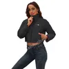 Jaqueta de Inverno Feminina Down Parkas Casaco Longo Puffer Lady Slim Jaquetas Femininas Com Letra Budge Lantejoulas Outwear Sytle Casacos Quentes S-2XL