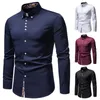 Men's Casual Shirts KB 2022 Spring Fashion Men's Business Shirt Color Matching Formal Printing Long-sleeved