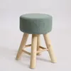 Pillow Round Shape Linen Fabric Footstool Cover Mini Chair Sofa Slipcover For Wooden Stool Stools Is Not Included.