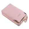 Wallets Fashion Women Purses Solid PU Leather Strap Shoulder Bag Mobile Phone Big Card Holders Wallet Handbag Clutch For Girls Purse