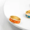 Кластерные кольца Модные корейские широко круглые красочные эмалевые кольцо для женщин, капающих масляные сплайсинговые цвето