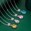 Pendant Necklaces Ladies Fashion Bright Pear Shaped Cubic Zirconia Engagement Party Wedding Elegant Accessories Jewelry Outlet