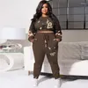 Trainingspakken herfst winter plus size dames tweedelig letter camouflage print casual losse pak vrouwen verdikte trui en broek