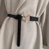 Belts PU Leather For Women Gold Buckle Thin Waist Strap Fashion Knot Brown Black Ladies Dress Belt Female Waistband