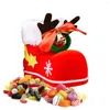 Christmas Decorations Creative Candy Bag Boots Ornament Holders Santa Claus Flocking Red With Antlers Bell