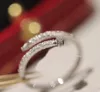 Bague à ongles fine en forme de V, bande en or, avec diamant couleur platine, avec tampon de boîte, PS7509
