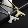 Hanger Kettingen Uit Kubieke Zirkoon Gun Ketting Met Touw Ketting Hip Hop Goud Zilver Kleur Charm Gift Sieraden Voor Mannen Vrouwen