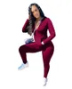 Pantalon deux pièces pour femmes Work Out Femmes Automne Sportwear Set Hooded Zipper Top Jogger Suit Active Wear Survêtement Correspondant Fitness Outfit