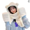 Bérets mignon ours oreille chapeau écharpe gants ensemble chaud décontracté en peluche polaire casquettes nouveauté femmes hiver coupe-vent chapeaux fille accessoires Kit