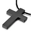 Colares pendentes Zorcvens Classic Black Cross com colar de corrente de corda Jóias de aço inoxidável de jóias masculinas Crucifix simples Garfaça colar