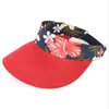 Wide Brim Hats Printing Collapsible Summer Sun Protection Outdoor Empty Top Hat Adjustable Women Shading Straw Visor Cap