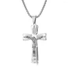 Pendentif Colliers Style européen et américain Simple Dominateur Rétro Titane Acier Double Couche Croix Couple Collier