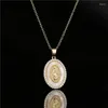 Pendant Necklaces White Virgin Mary For Women Gold Chains Necklace Crystal Peace Zircon Catholic Jewelry Virgen De Guadalupe