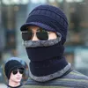 Boinas 3 em 1 Cradenses de chapéu de inverno Gorde de chapéus para homens Caps de cachecol de lã Balaclava Máscara Gorras Bonnet Knit