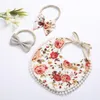 Haarschmuck 1 Set Born doppelseitiges Lätzchen Baby Stirnband Fransen Speicheltuch Blumendruck Junge und Mädchen Bandana Schluckauf Tuch Füttern