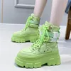 Boots Rimocy Green Punk Chunky Platform Motorcycle Women Autumn Winter Gothic Shoes Woman Thick Bottom Lace Up Ankle Botas Mujer 220909