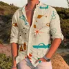 Männer Casual Hemden Hemd für Männer Cartoon Print Langarm Einreiher Umlegekragen Button Up Hawaiian Männlich Camisa T2