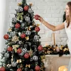 Noel Ağacı Ekose Top Asma Süsleme Noel Dekorasyonu 5cm Hang Balls Kolye Noel Partisi Dekor Izgara Kumaş Soyutlar TH0287