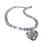 Anhänger Halsketten Uilz Luxus Weiß Silber Glanz Herz Zirkon Kristall Halsband Für Frauen Perle Kugel Kette Halskette Statement Schmuck