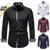 Men's Casual Shirts KB 2022 Spring Fashion Men's Business Shirt Color Matching Formal Printing Long-sleeved