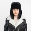 Bérets hiver chaud Bomber chapeau hommes femmes épaissir peluche avec oreillette Bonnet extérieur résistant au froid Ski fausse fourrure pilote casquette Bonnet