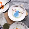 Dinnerware Sets Forest Animal Porcelain Dishes Creative Nordic Steak Plate Cartoon Cute Breakfast Fruit Cake Sweet Noodle Dinner Table