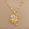 Pendant Necklaces Fashion Flowers Clover Necklace For Women Trendy Jewelry Stainless Steel Clavicle Link Chain Personality Birthday Gift