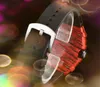 Elegante Noble para hombre Caja de fibra de grano de madera Relojes 43 mm Japón Cuarzo Cronógrafo Hombres Esqueleto Dial Hip Hop Cinturón de goma Deportes Crimen Populares Relojes de pulsera de vidrio Hardex