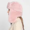 Bérets hiver chaud Bomber chapeau hommes femmes épaissir peluche avec oreillette Bonnet extérieur résistant au froid Ski fausse fourrure pilote casquette Bonnet