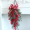 Decorative Flowers Wall Decor Door Plaid Bow Garland Window Wreath Christmas Pendant Hanging Decorations Front Wedding Party Home G3