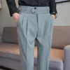 Мужские костюмы с высокой талией Неаполь брюки для мужской одежды 2022 мода Slim Fit Casual Drape Straight Bunders Formal Wear 5colors