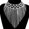 Choker glänsande strass Tassel Sexig överdrivna damer halsband hals smycken mode nattklubb party temperament kristall kedja