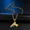 Hanger Kettingen Uit Kubieke Zirkoon Gun Ketting Met Touw Ketting Hip Hop Goud Zilver Kleur Charm Gift Sieraden Voor Mannen Vrouwen