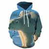 هوديز الرجال 3D عائلة هوديي الرجال القطبية الدب هودي أنيمي طباعة الحيوانات الجمال قميص طباعة الأكمام الطويلة