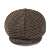 Berets Winter Plaid Sboy Cap Men Women Retro Tweed Gatsby Octagon Flat Casual Unisex Driver NM15