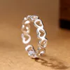 Hollow Heart Connect Rings for Teen Girl Adjustable Size Design Women's Jewelry