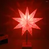 Lampes de table De Noël LED Lampadaire Étoile À Neuf Branches Debout Chevet Papier Ornement Lampe Pour La Maison Chambre De Mariage Décoratif