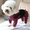 Chien Vêtements Pet Jumpsuit Mince Pur Coton Rayé Chiot Vêtements Dos Avec Gilet Protéger Ventre Pyjamas Pour Petits Chiens Chihuahua Salopette