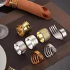 Gold Silver Napkin Ring Stainless Steel Napkins Buckle Hotel Wedding Table Decoration Towels Decor Hollow Out Rings TH0289