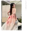 Summer New Women's Chiffon Long Beach Dress Sexy Backless V-Neck Sling A-Line Skirt Mature Temperament Elegant Ladies Clothing 2023