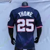 Camisola Jim Thome 1995 WS Navy Vintage White Button Turn Back Red Pullover Hall Of Fame Patch Cinza Tamanho S-3XL