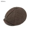 Berets Winter Plaid Sboy Cap Men Women Retro Tweed Gatsby Octagon Flat Casual Unisex Driver NM15