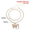 Pendant Necklaces Women Shiny Rhinestone Butterlty Necklace Crystal Chain Choker Set Fashion Statement Jewelery Gifts 2022