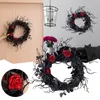 Decoratieve bloemen Halloween -bord buiten deur krans hang houten plaque gelukkige heksen pompoen houten ornament decoraties #t2g