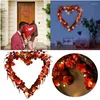 Decorative Flowers Valentine's Day Autumn Wreath Pastoral Poetry Country Twig Red LED Berry Indoor And Outdoor Decoration Accessories